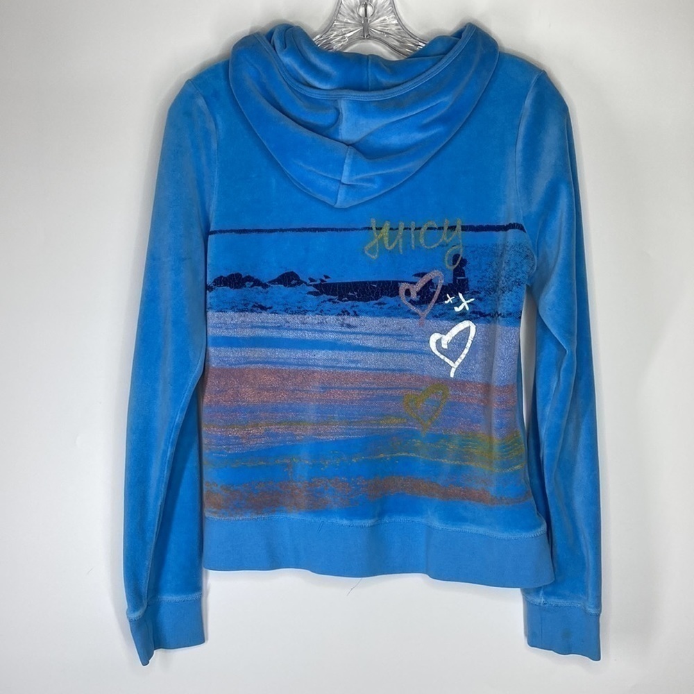 Vintage Juicy Couture Velour Blue Full Zip Sweatshirt Y2K Size Large